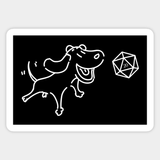 Dog with D20 Dice TRPG Tabletop RPG Gaming Addict Sticker